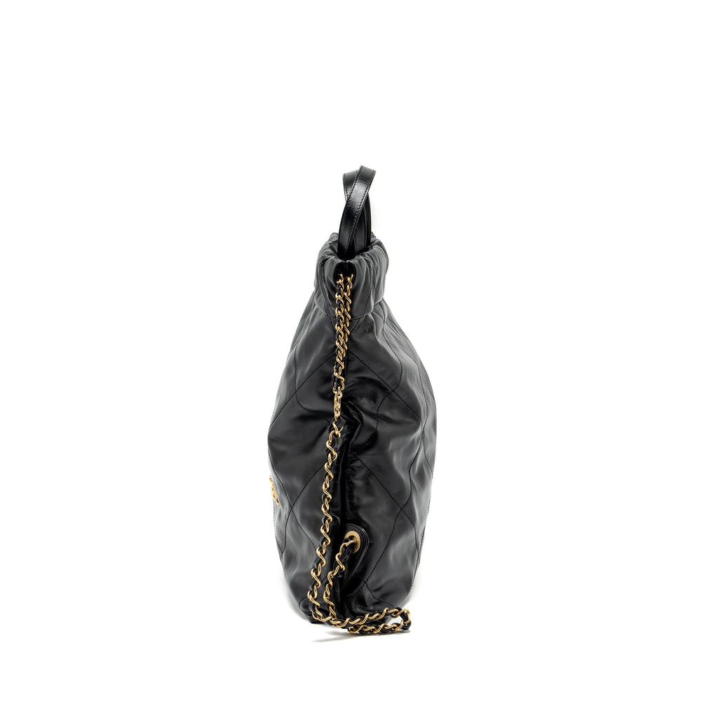 CHANEL 22 BACKPACK SHINY CALFSKIN  BLACK GHW (MICROCHIP)