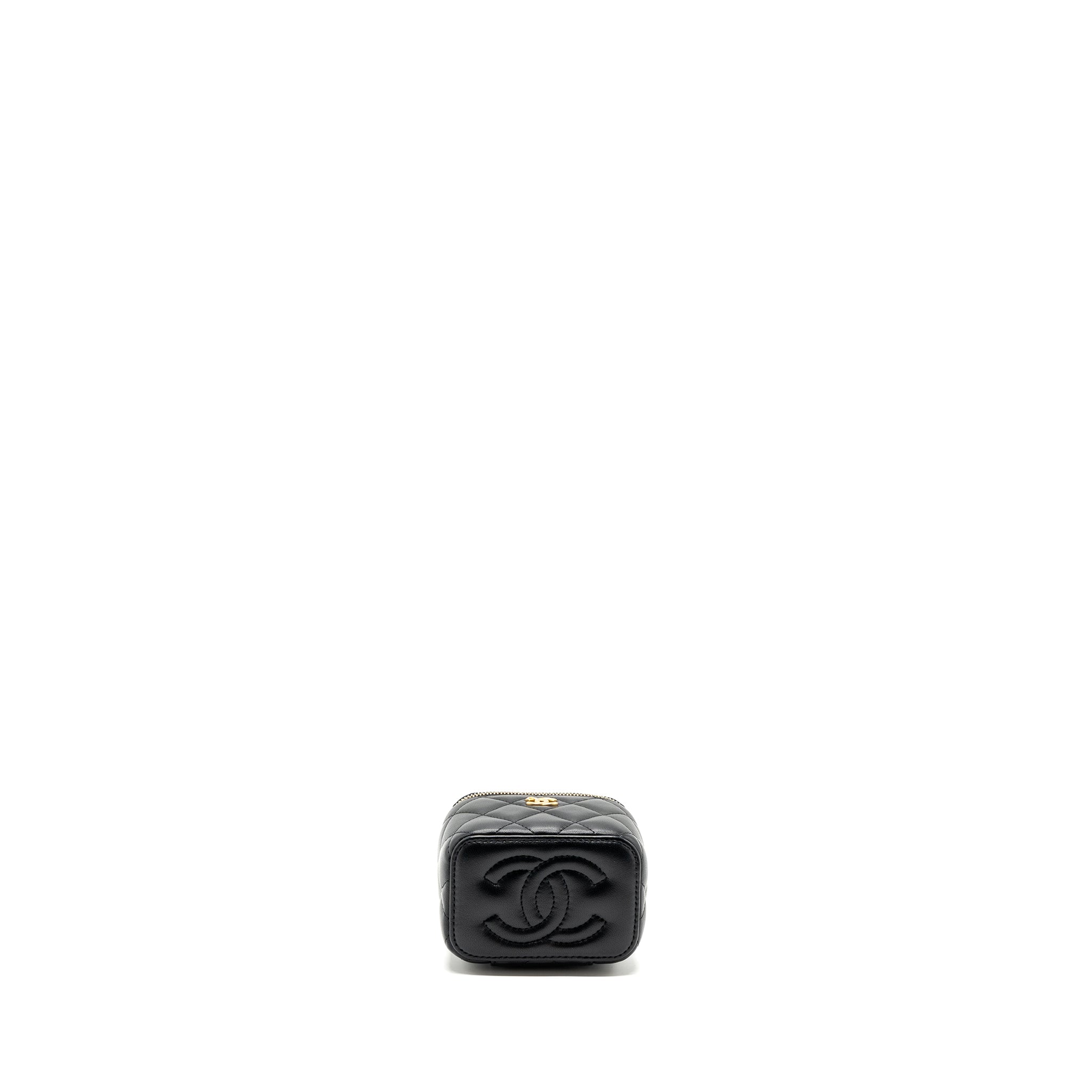CHANEL PEARL CRUSH MINI VANITY CASE LAMBSKIN BLACK GHW (MICROCHIP)