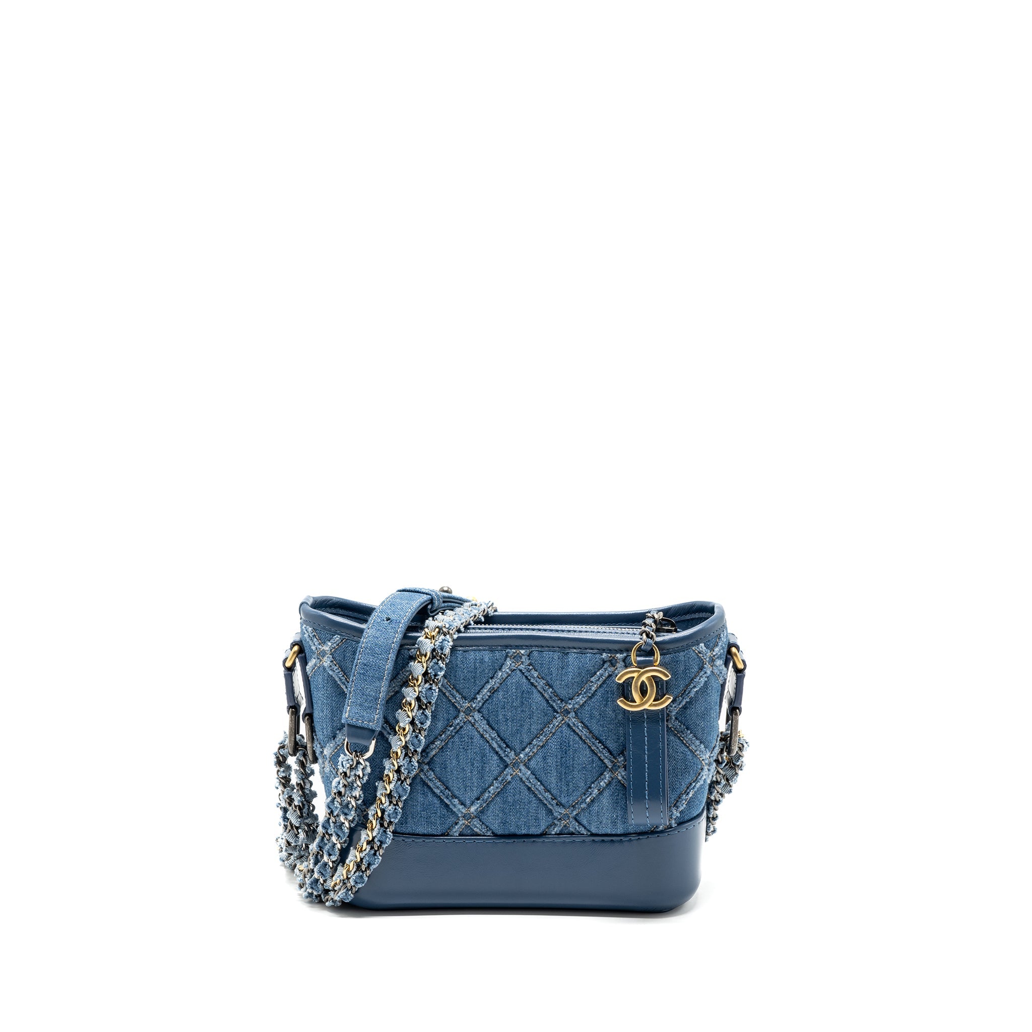 CHANEL SMALL GABRIELLE HOBO BAG BLUE DENIM GHW