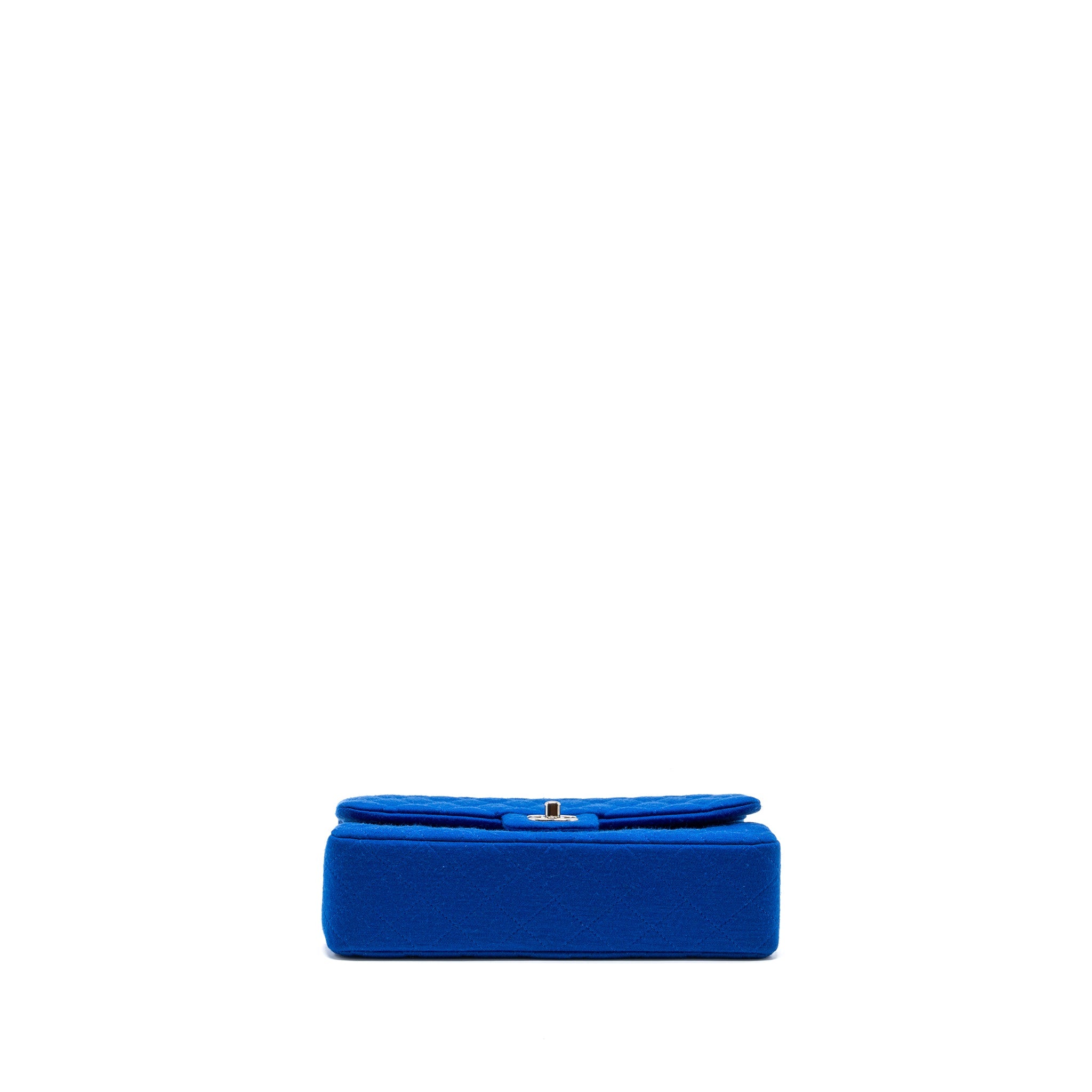 CHANEL MEDIUM CLASSIC DOUBLE FLAP BAG FABRIC BLUE SHW