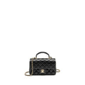 CHANEL TOP HANDLE MINI RECTANGULAR FLAP BAG LAMBSKIN BLACK LGHW (MICROCHIP)