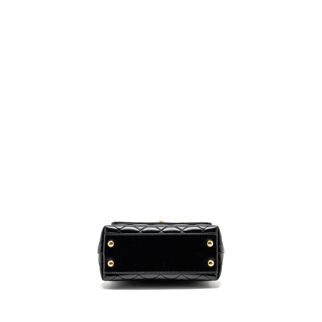 CHANEL METAL TOP HANDLE COCO HANDLE MINI SHINY CALFSKIN BLACK GHW (MICROCHIP)