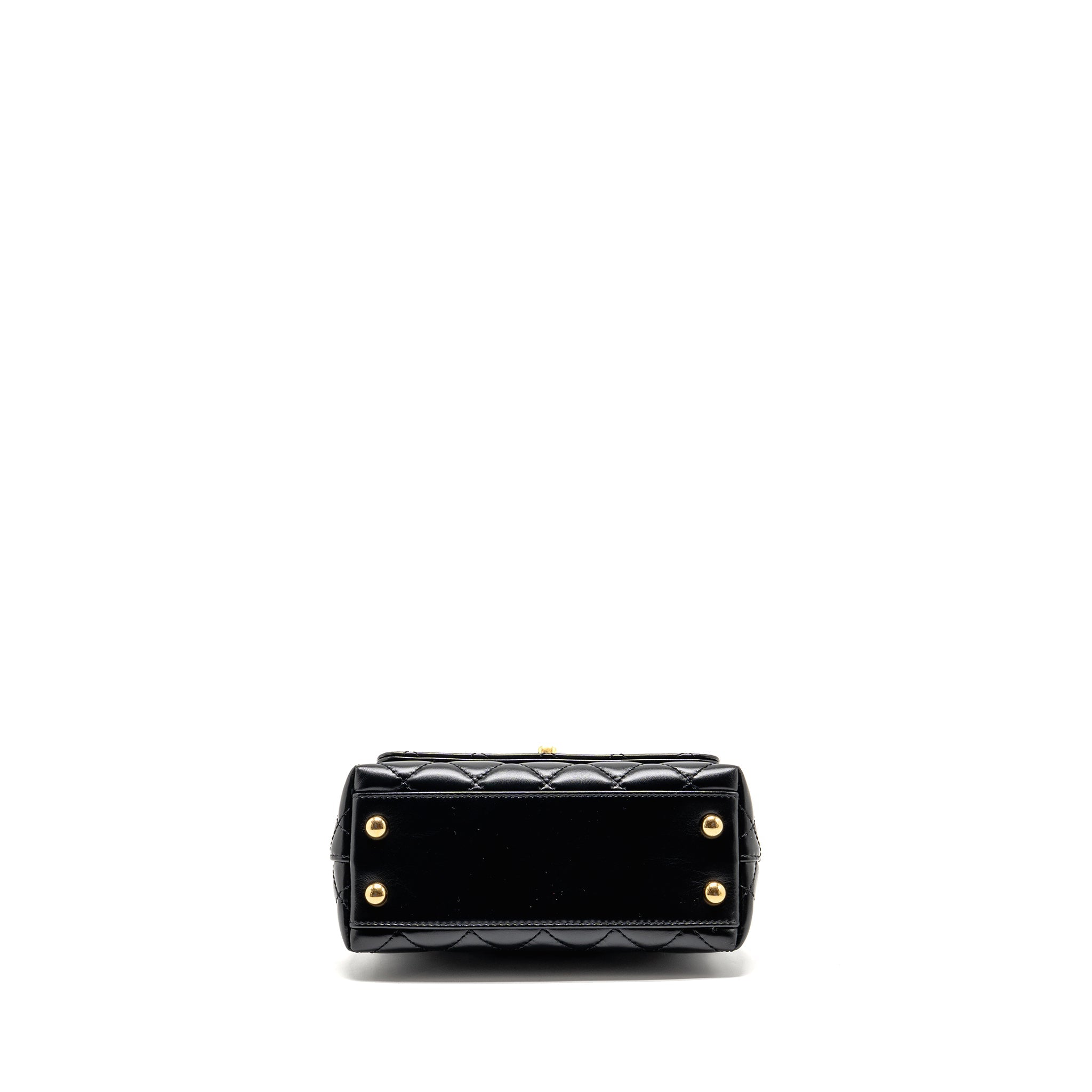 CHANEL METAL TOP HANDLE COCO HANDLE MINI SHINY CALFSKIN BLACK GHW (MICROCHIP)