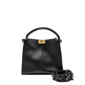 FENDI PEEKABOO X-LITE MEDIUM CALFSKIN BLACK GHW WITH FLOWERLAND STRAP