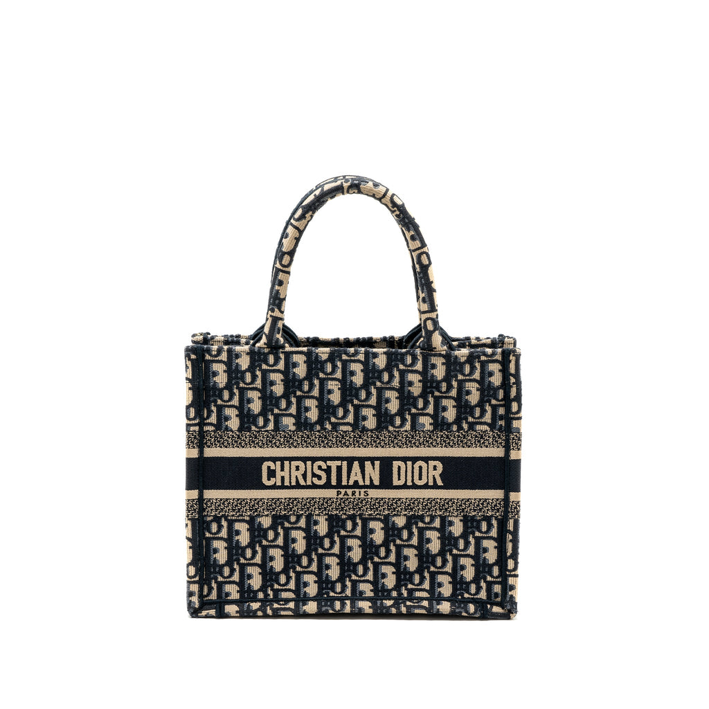 DIOR SMALL BOOK TOTE BLUE OBLIQUE JACQUARD EMBROIDERY