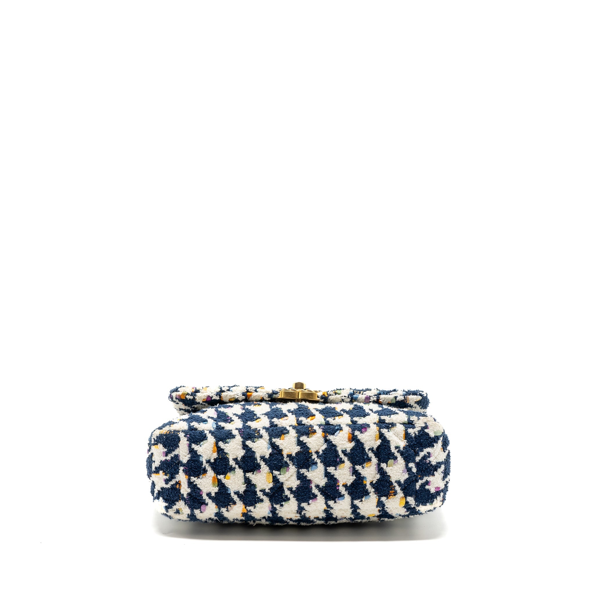 CHANEL SMALL 19 BAG FABRIC MULTICOLOUR BLUE / WHITE MULTICOLOUR HARDWARE