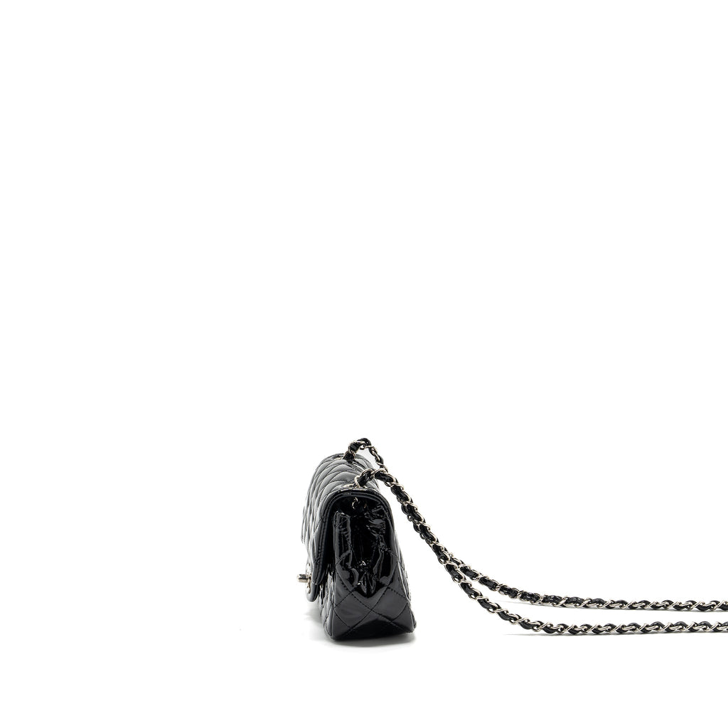 CHANEL CLASSIC MINI SQUARE FLAP BAG PATENT BLACK SHW