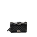 CHANEL MEDIUM BOY BAG CAVIAR BLACK RUTHENIUM HARDWARE (MICROCHIP)