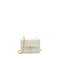 CHANEL VINTAGE QUILTED SQUARE FLAP BAG LAMBSKIN WHITE GHW