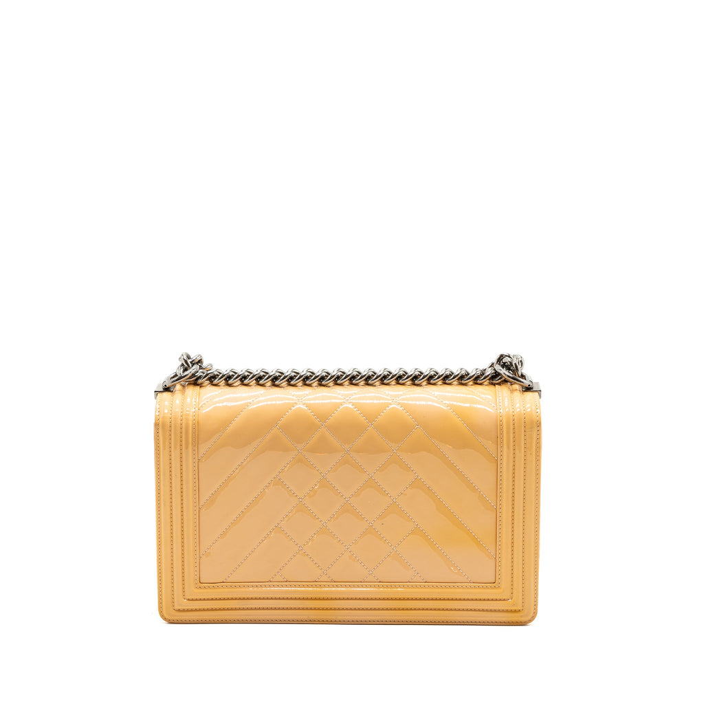 CHANEL NEW MEDIUM BOY BAG PATENT PINK SHW
