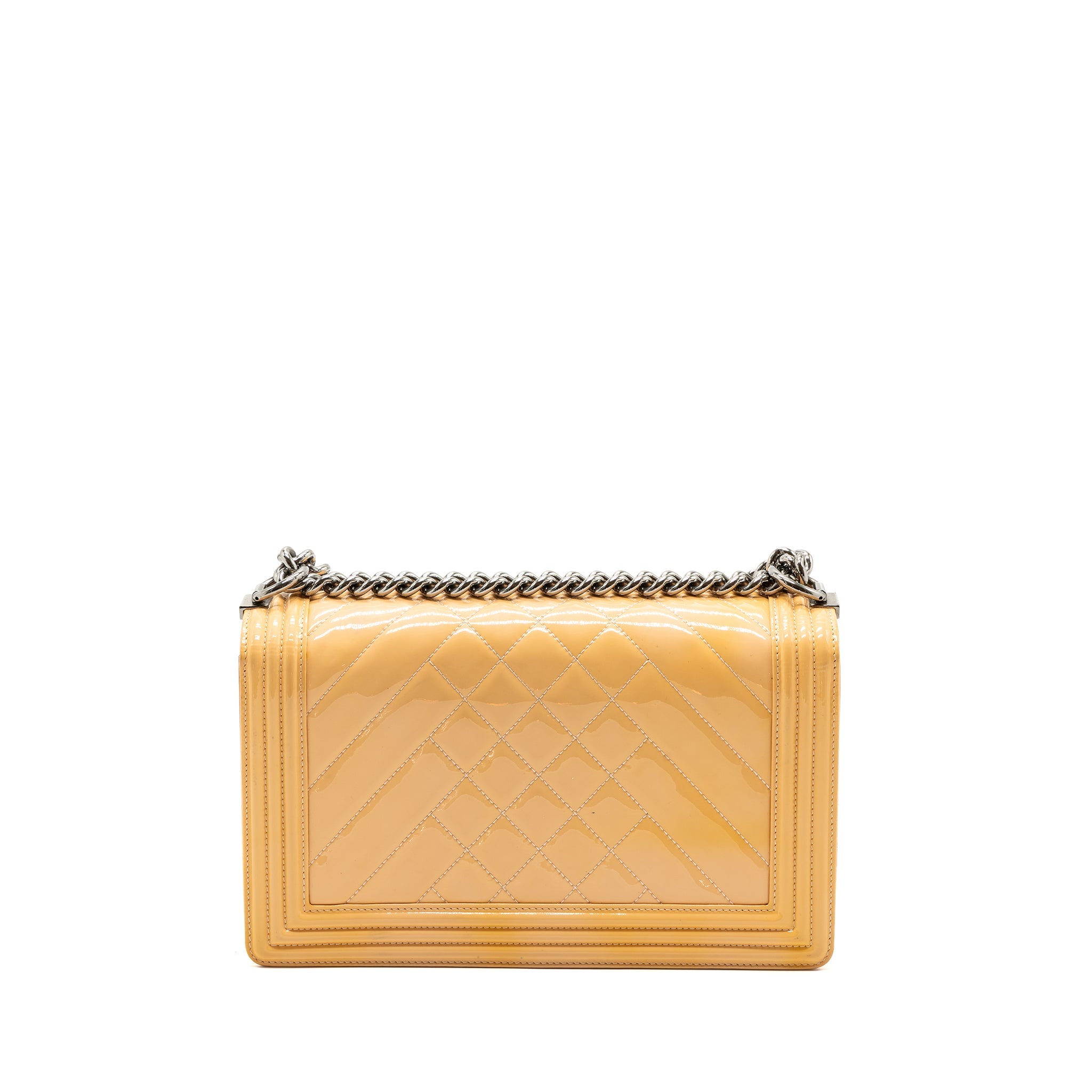 CHANEL NEW MEDIUM BOY BAG PATENT PINK SHW