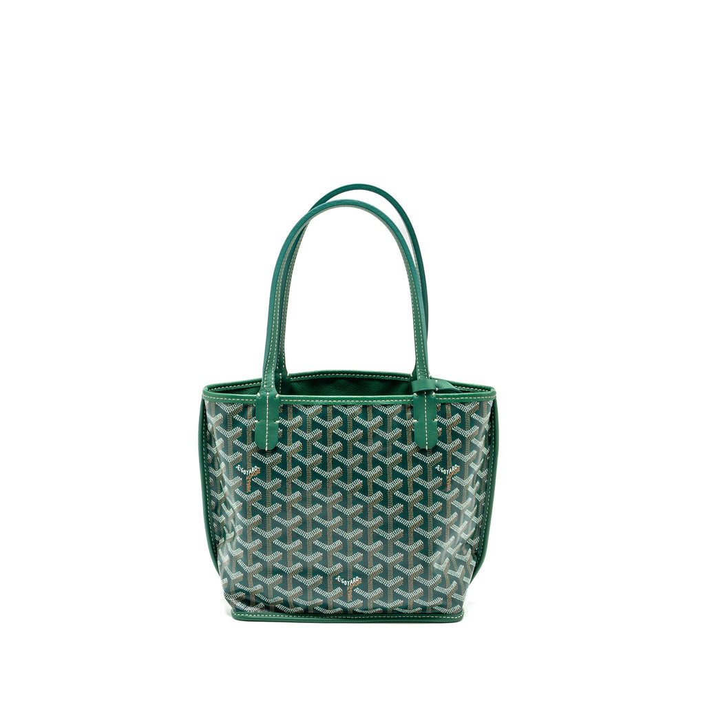 GOYARD MINI ANJOU TOTE BAG GOYARDLINE CANVAS/LEATHER GREEN SHW