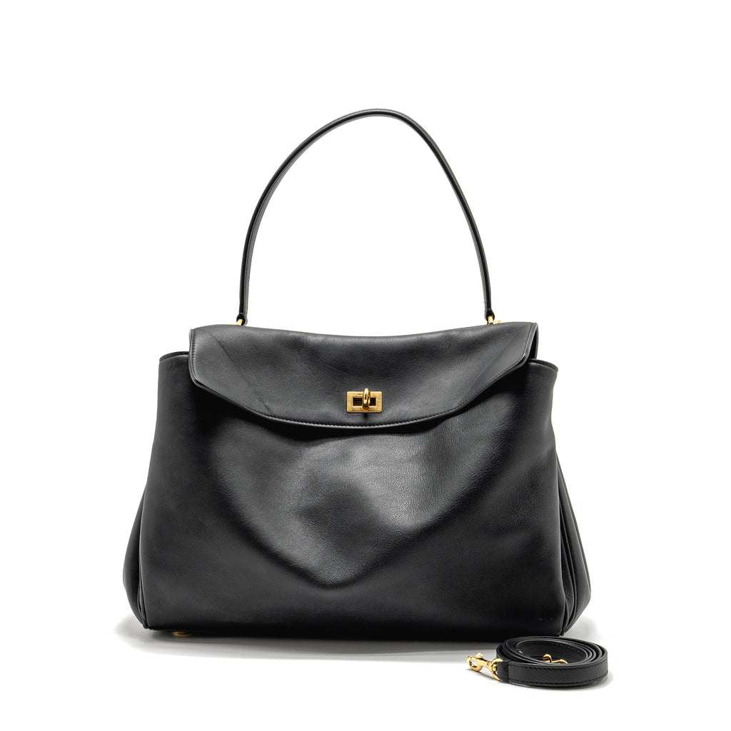 BALENCIAGA MEDIUM RODEO HANDBAG SMOOTH CALFSKIN BLACK GHW