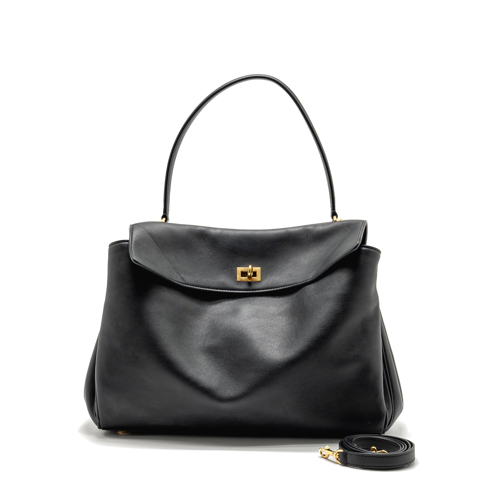 BALENCIAGA MEDIUM RODEO HANDBAG SMOOTH CALFSKIN BLACK GHW