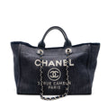 CHANEL DEAUVILLE TOTE BAG CANVAS BLUE DENIM SHW