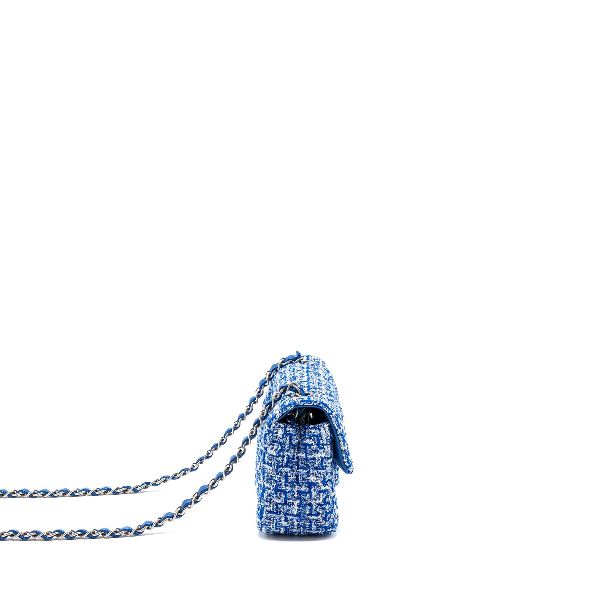 CHANEL MINI RECTANGULAR FLAP TWEED BLUE / MULTICOLOUR SHW (MICROCHIP)
