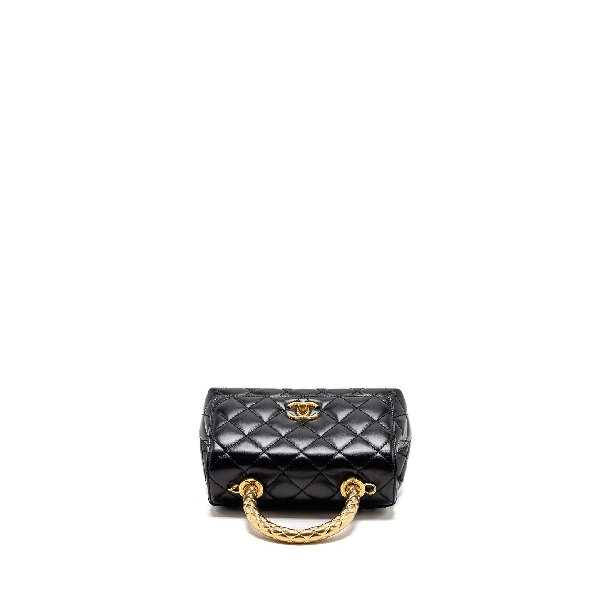 CHANEL METAL TOP HANDLE COCO HANDLE MINI SHINY CALFSKIN BLACK GHW (MICROCHIP)