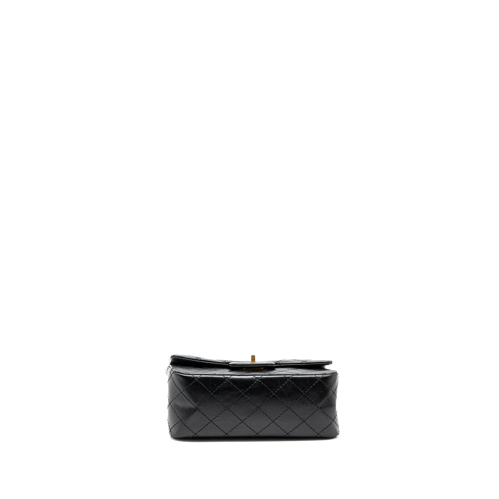 CHANEL MINI 2.55 REISSUE AGED CALFSKIN BLACK BRUSHED GHW(MICROCHIP)