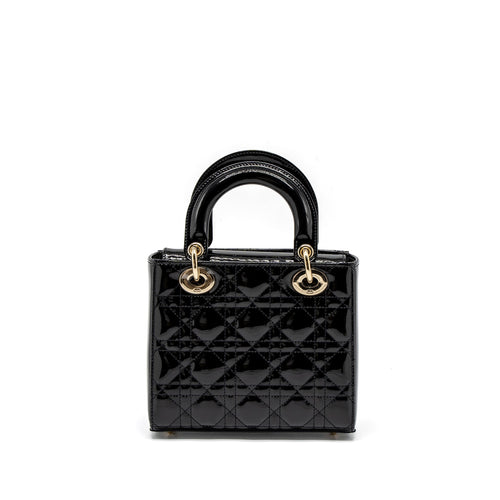 DIOR SMALL LADY DIOR BAG PATENT BLACK LGHW