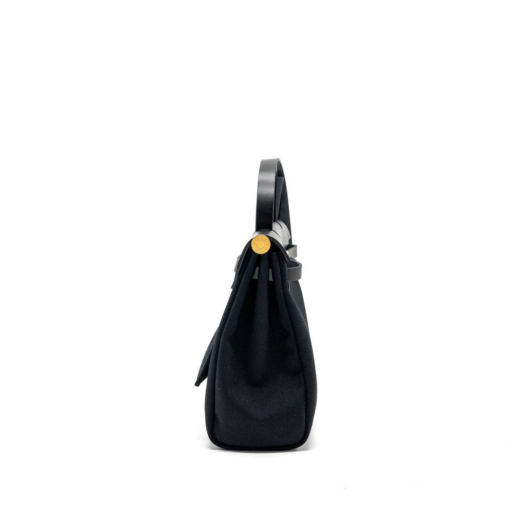 HERMES HERBAG 31 ZIP BAG CANVAS/ HUNTER BLACK GHW