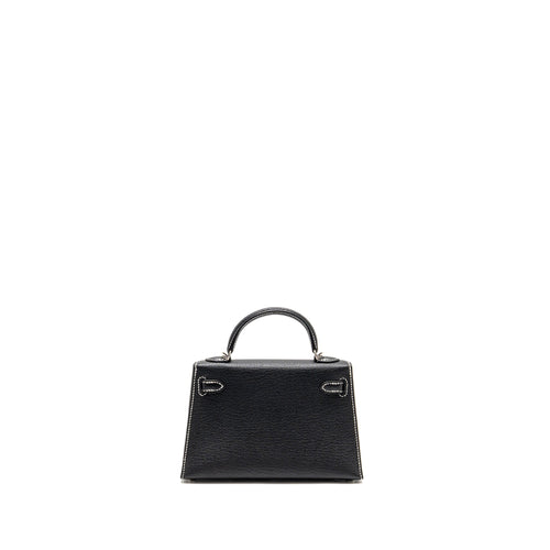 HERMES MINI KELLY II SPECIAL ORDER CHÈVRE MYSORE BLACK/LIME SHW
