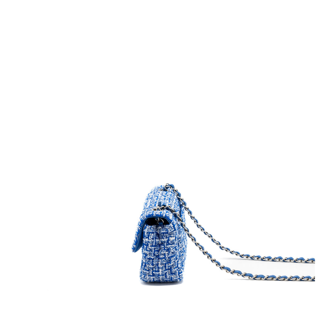 CHANEL MINI RECTANGULAR FLAP TWEED BLUE / MULTICOLOUR SHW (MICROCHIP)