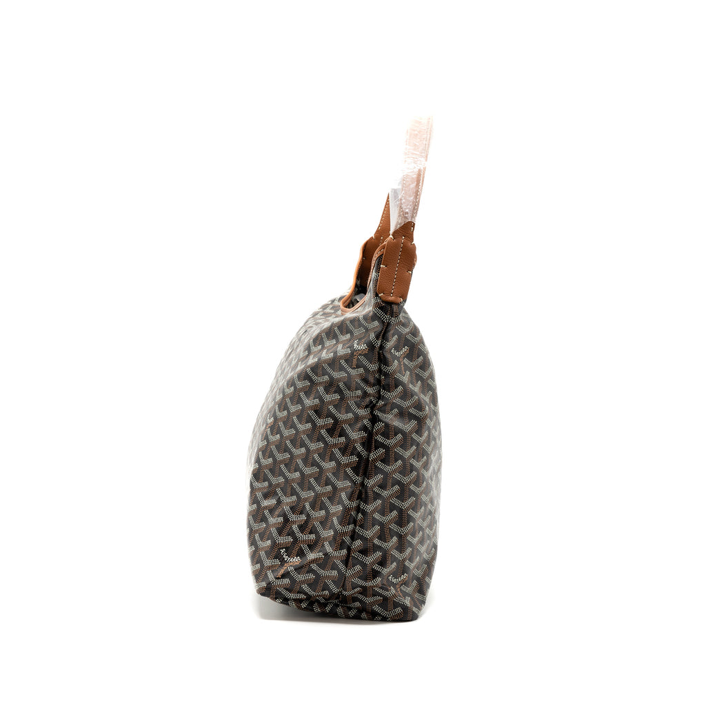 GOYARD BOHEME HOBO BAG CANVAS/ CALFSKIN BLACK/ TAN SHW WITH NECESSAIRE BAG ECRU