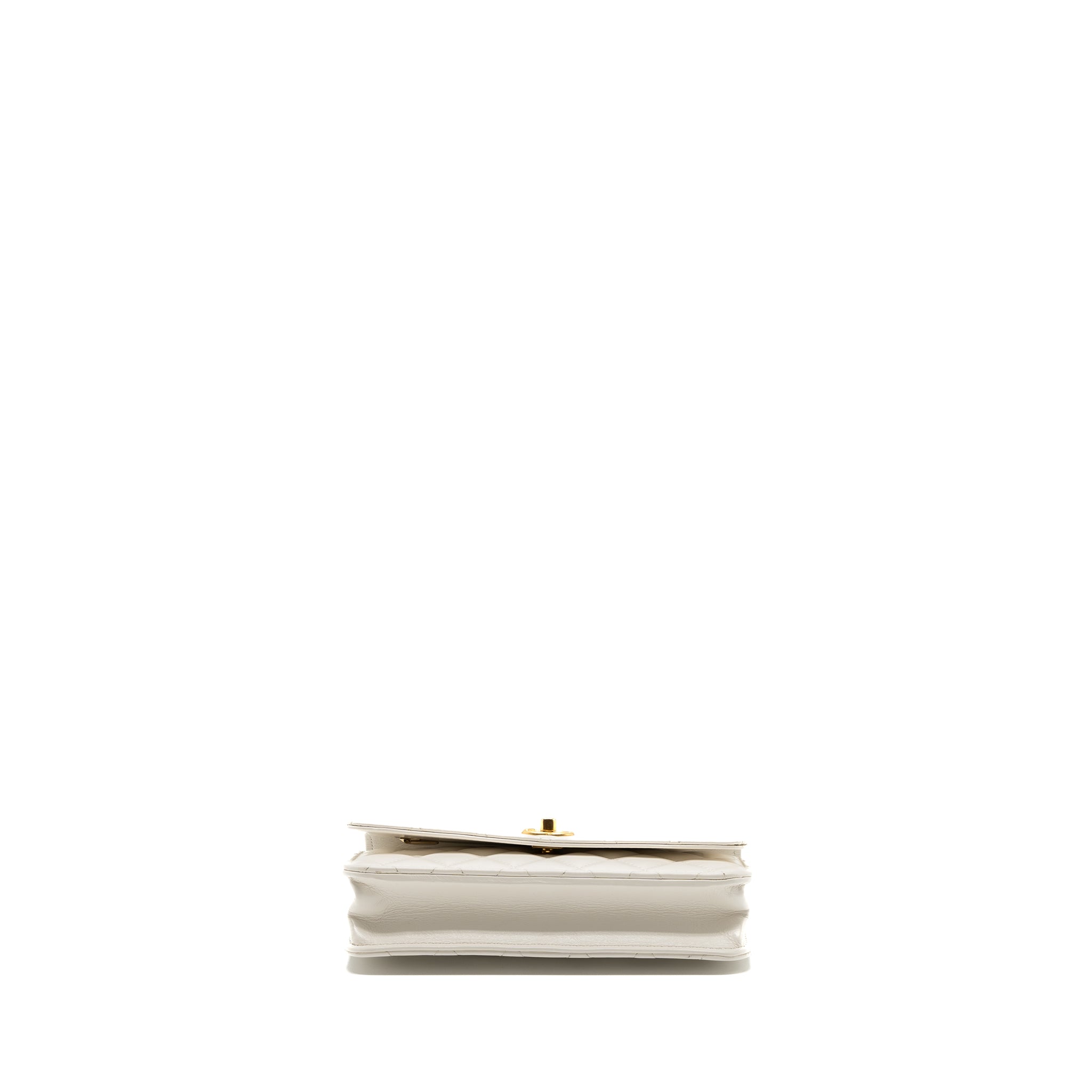 CHANEL 23P LETTER TOP HANDLE WALLET ON CHAIN CALFSKIN WHITE GHW(MICROCHIP)