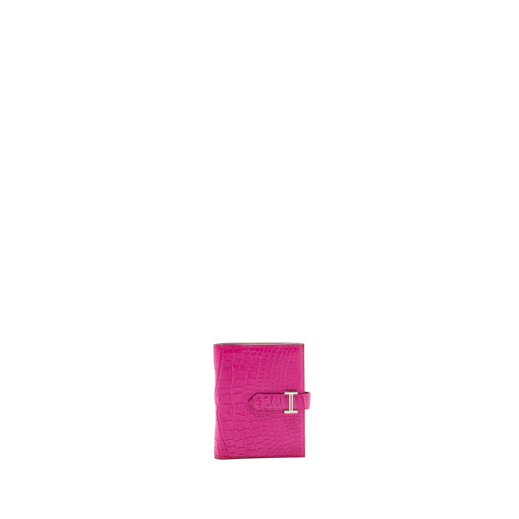 HERMES BEARN WALLET ALLIGATOR MATT PINK SHW
