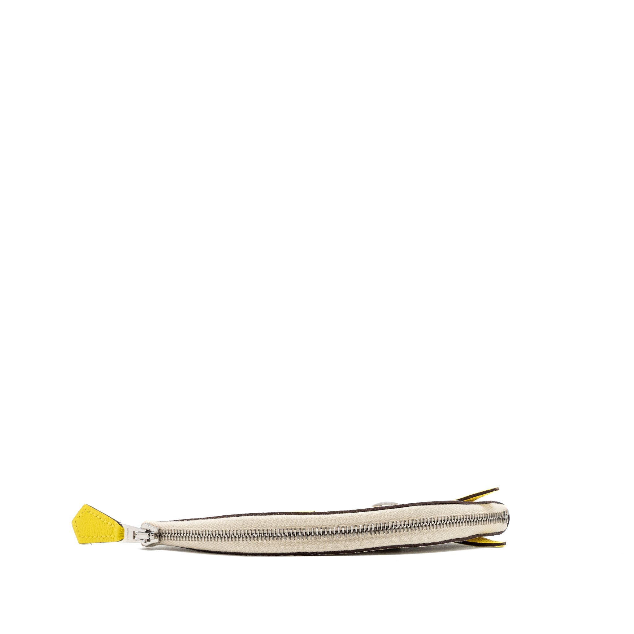 HERMES PADDOCK CHANGE PURSE CHEVRE MYSORE NATA/JAUNE CITRON SHW