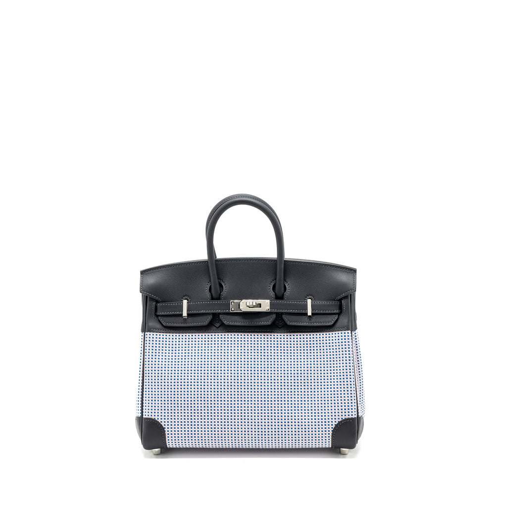 HERMES BIRKIN 25 TOILE QUADRILLE/SWIFT ECRU MAUVE/BLEU BILL/CABAN SHW