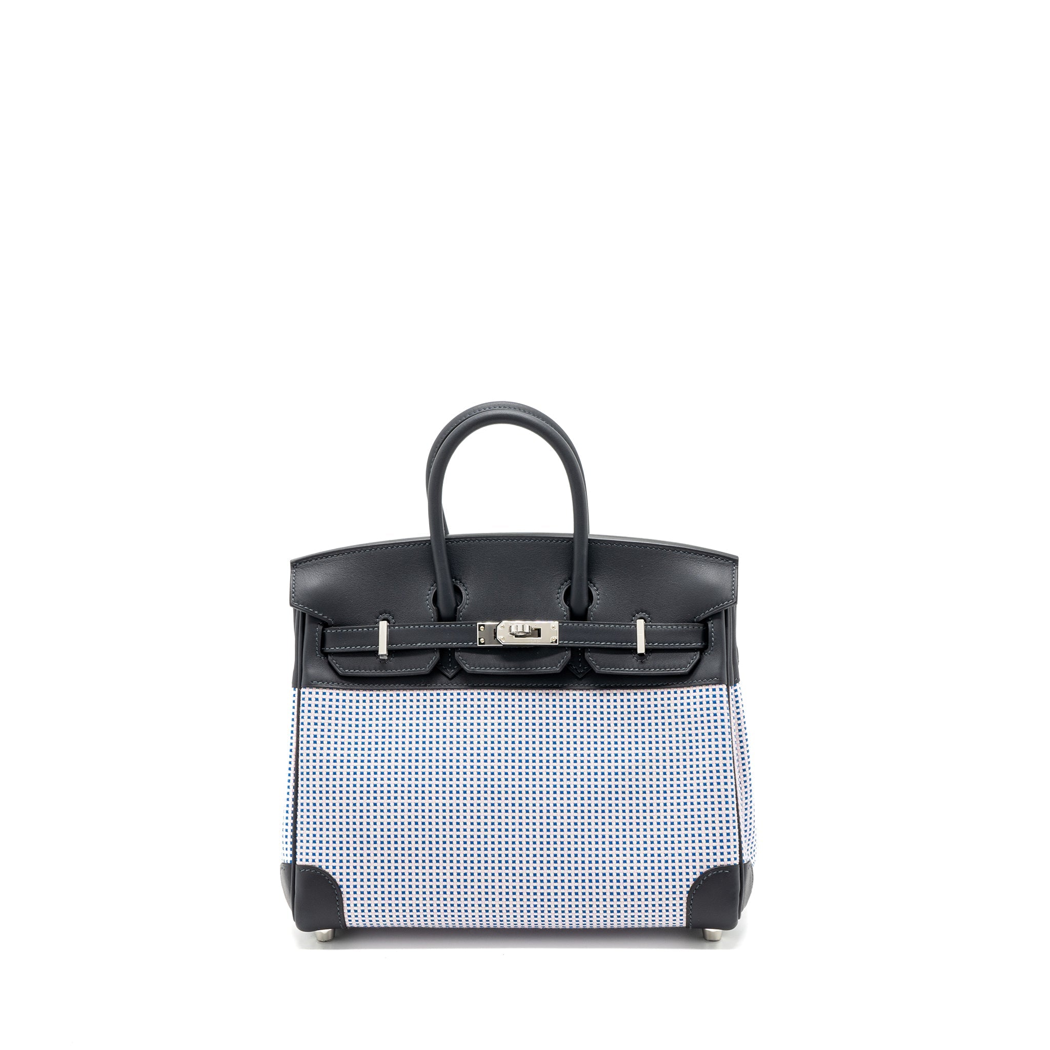 HERMES BIRKIN 25 TOILE QUADRILLE/SWIFT ECRU MAUVE/BLEU BILL/CABAN SHW