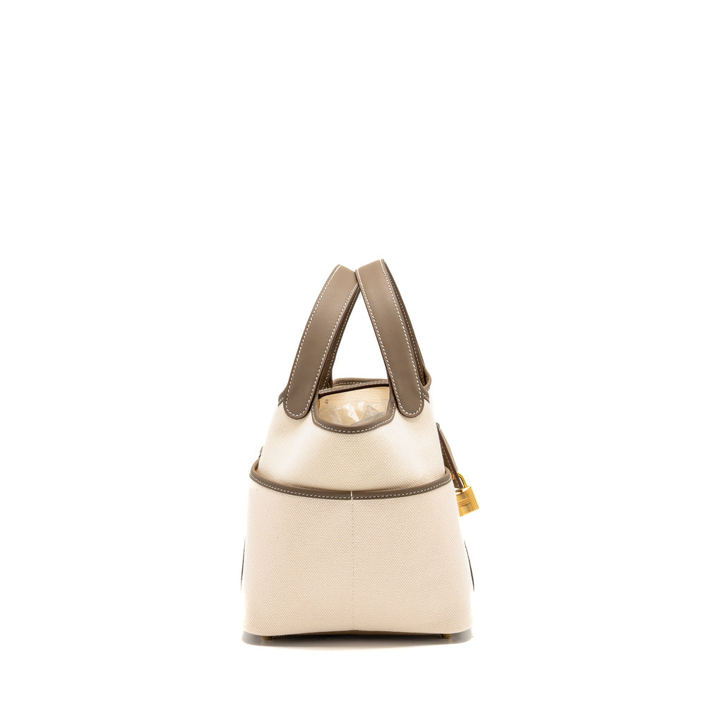 HERMES CARGO PICOTIN 18 LOCK BAG CANVAS/SWIFT ECRU/ETOUPE GHW