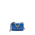 CHANEL 19 WALLET ON CHAIN LAMBSKIN BLUE MULTICOLOUR HARDWARE