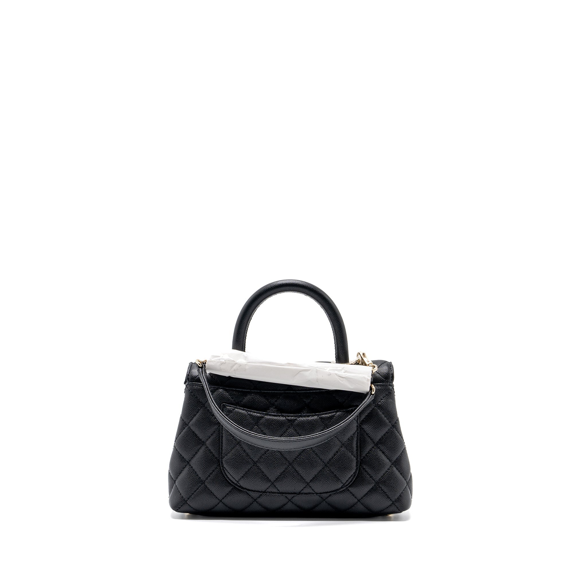 CHANEL SMALL COCO HANDLE CAVIAR BLACK LGHW (MICROCHIP)