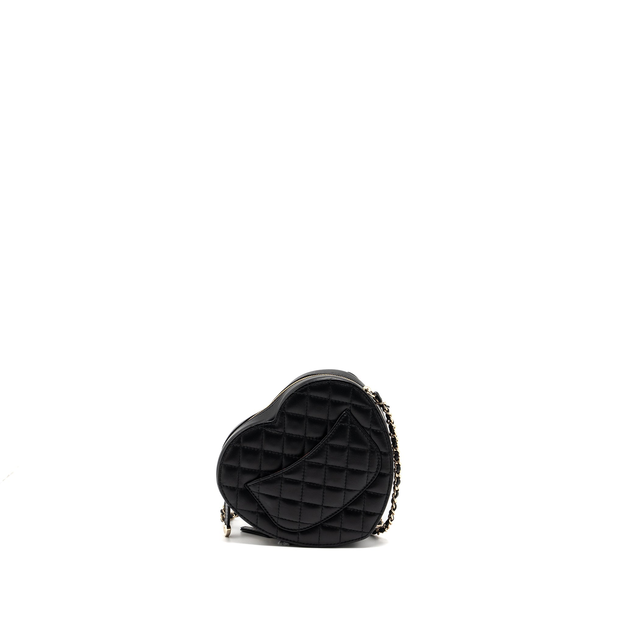 CHANEL 22S HEART BAG LAMBSKIN BLACK LGHW (MICROCHIP)