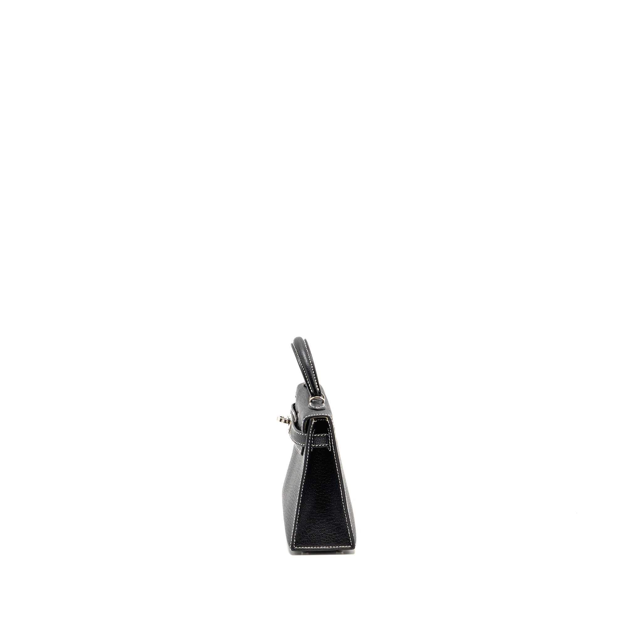 HERMES MINI KELLY II SPECIAL ORDER CHÈVRE MYSORE BLACK/LIME SHW