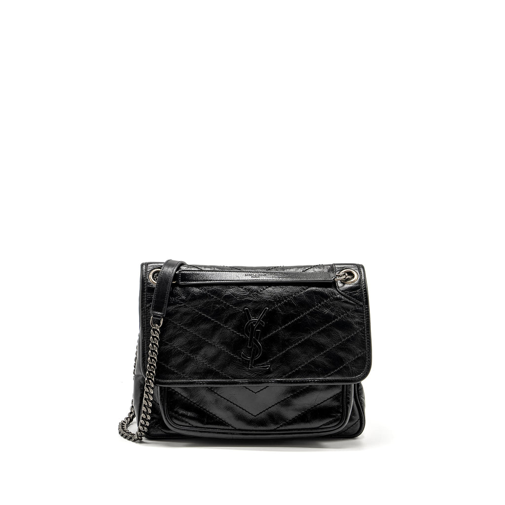 SAINT LAURENT MEDIUM NIKI CALFSKIN BLACK RUTHENIUM HARDWARE