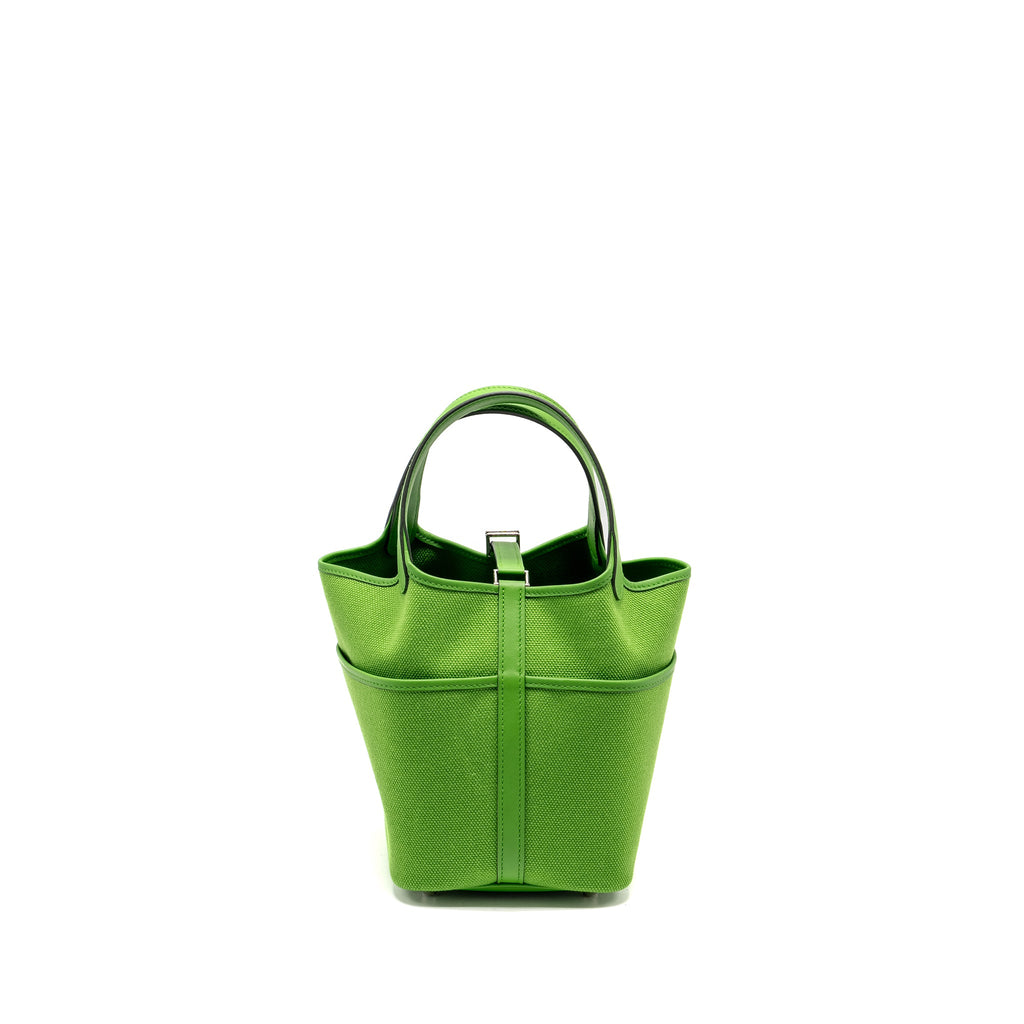 HERMES CARGO PICOTIN 18 LOCK BAG CANVAS/SWIFT VERT YUCCA SHW