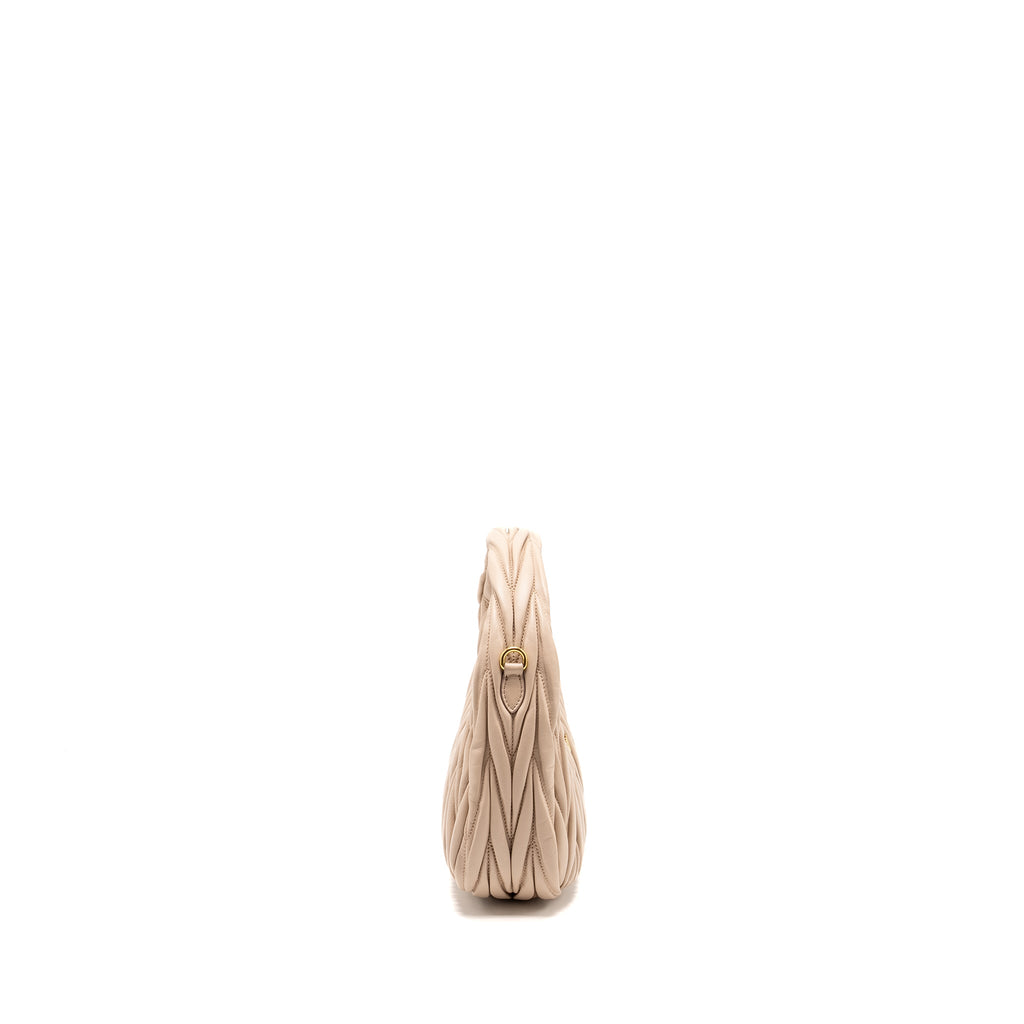 MIUMIU WANDER MATELASSE HOBO BAG NAPPA LAMBSKIN BEIGE GHW
