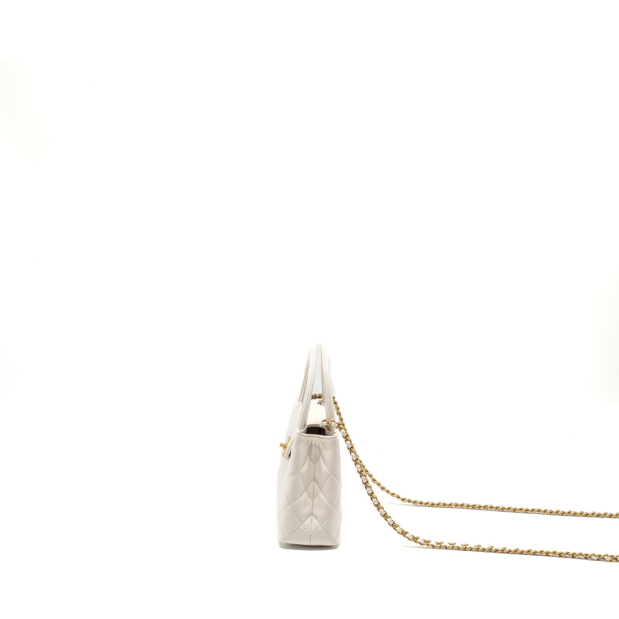 CHANEL MINI KELLY SHOPPING TOTE CALFSKIN WHITE GHW (MICROCHIP)
