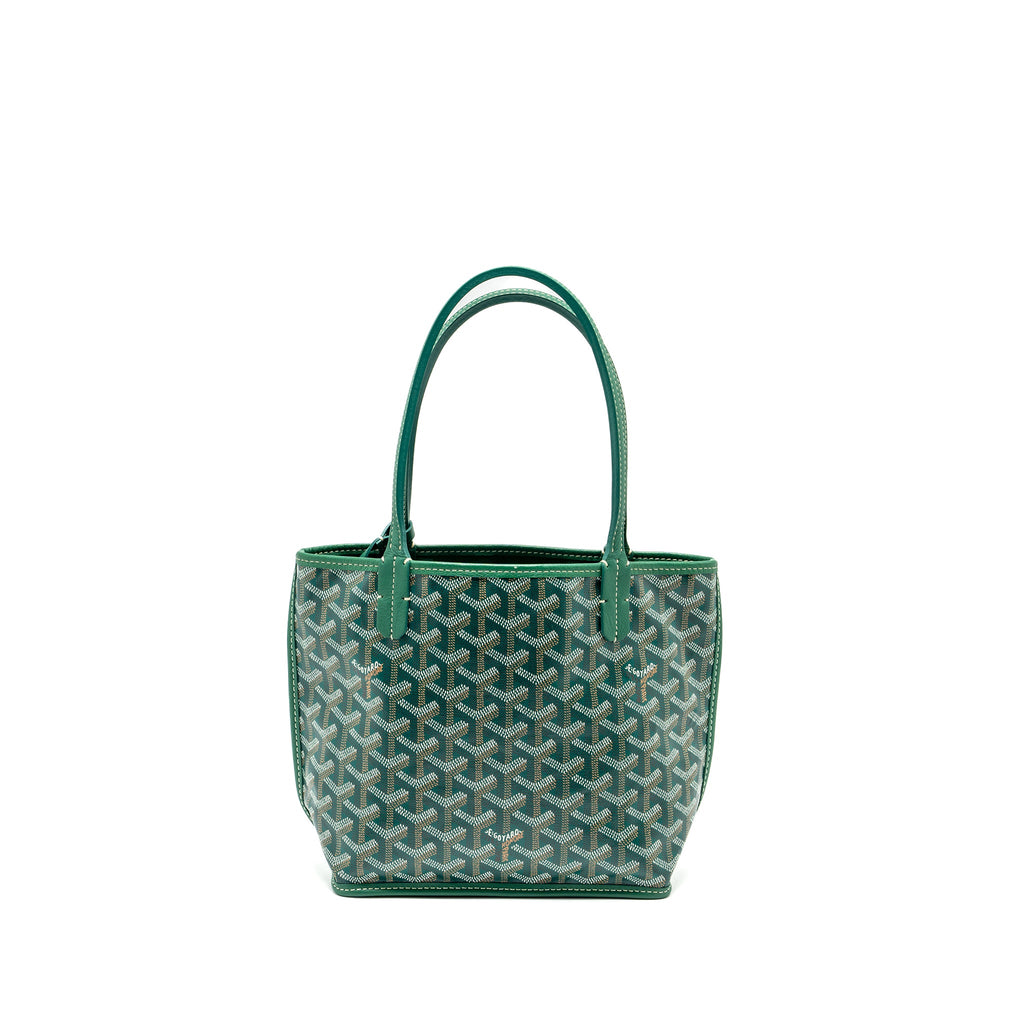 GOYARD MINI ANJOU TOTE BAG GOYARDLINE CANVAS/LEATHER GREEN SHW
