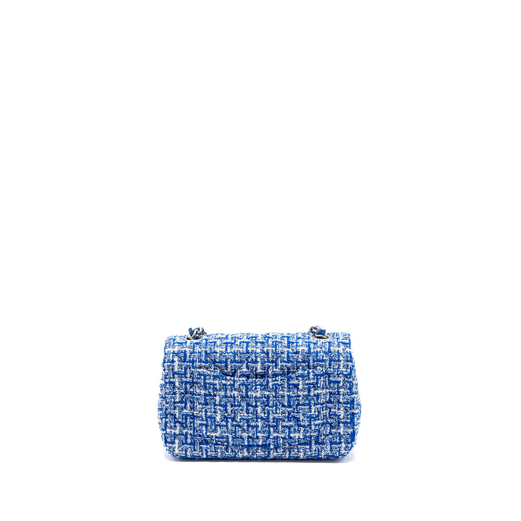 CHANEL MINI RECTANGULAR FLAP TWEED BLUE / MULTICOLOUR SHW (MICROCHIP)