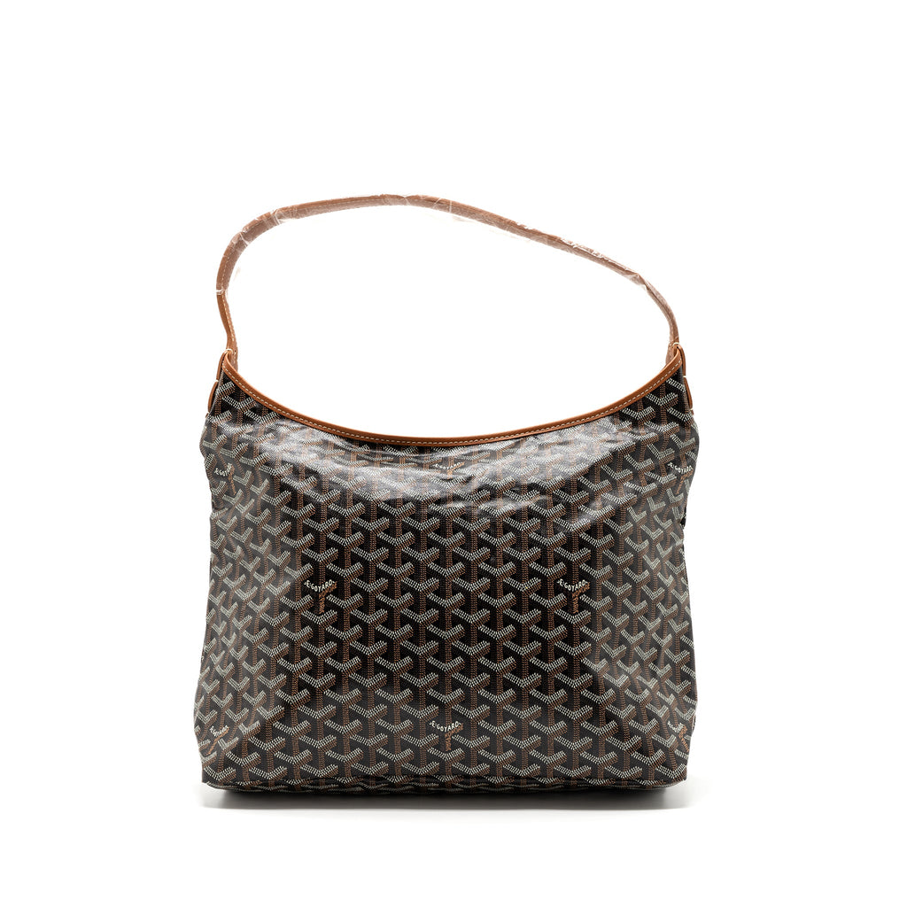 GOYARD BOHEME HOBO BAG CANVAS/ CALFSKIN BLACK/ TAN SHW WITH NECESSAIRE BAG ECRU