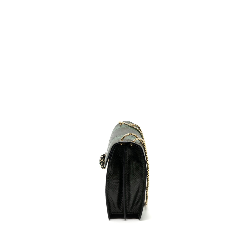 BVLGARI SERPENTI FOREVER FLAP BAG SHINY KARUNG GLACIER GREEN LGHW