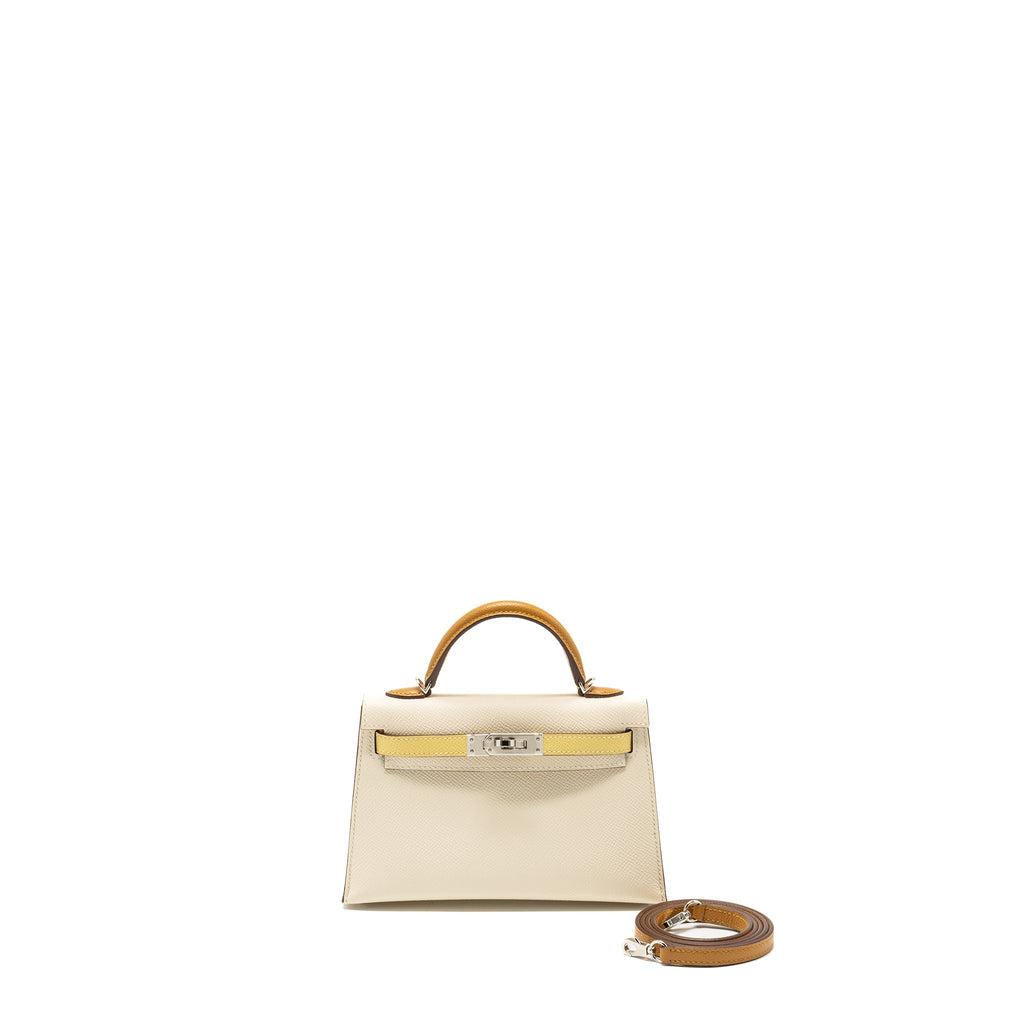 HERMES MINI KELLY II EPSOM NATA/JAUNE POUSSIN/SESAME SHW