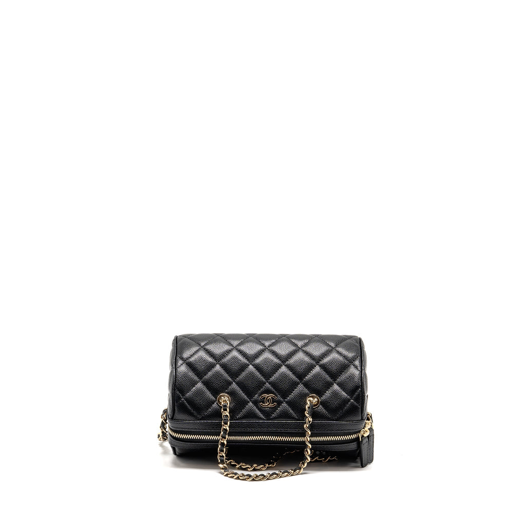 CHANEL 25P MINI BOWLING BAG CAVIAR BLACK LGHW (MICROCHIP)