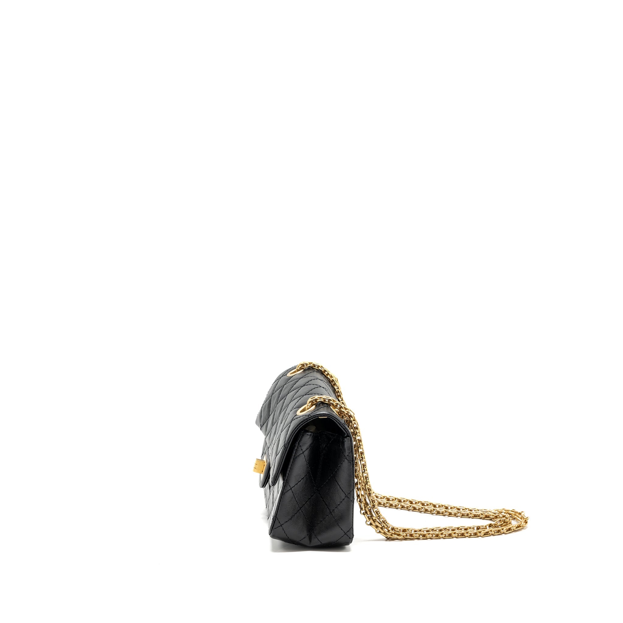 CHANEL MINI 2.55 REISSUE AGED CALFSKIN BLACK BRUSHED GHW(MICROCHIP)