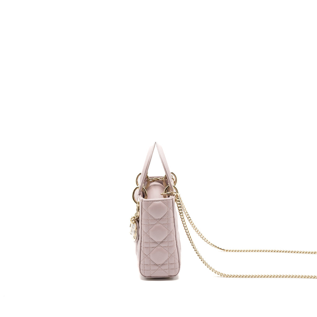 DIOR MINI LADY DIOR BAG LAMBSKIN LIGHT PINK LGHW