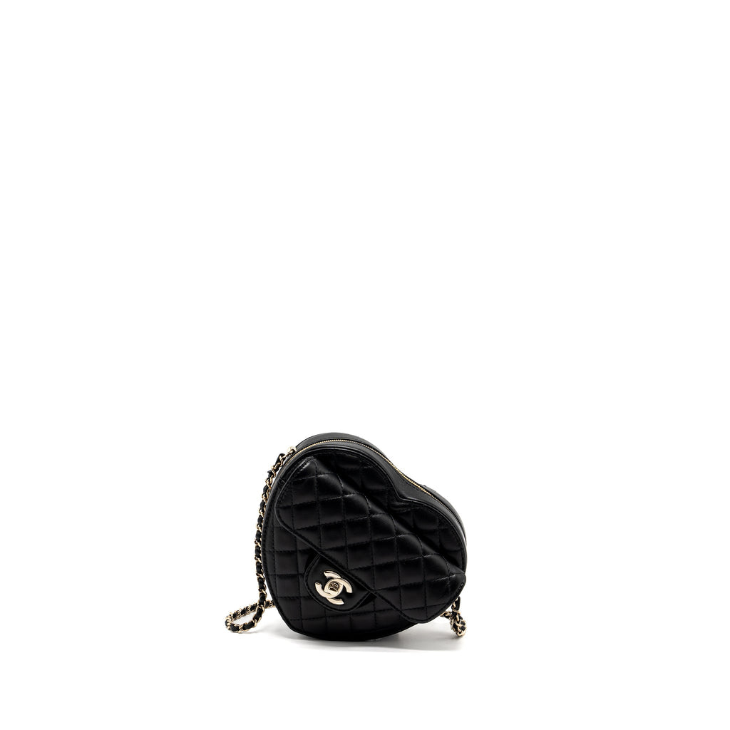 CHANEL 22S HEART BAG LAMBSKIN BLACK LGHW (MICROCHIP)